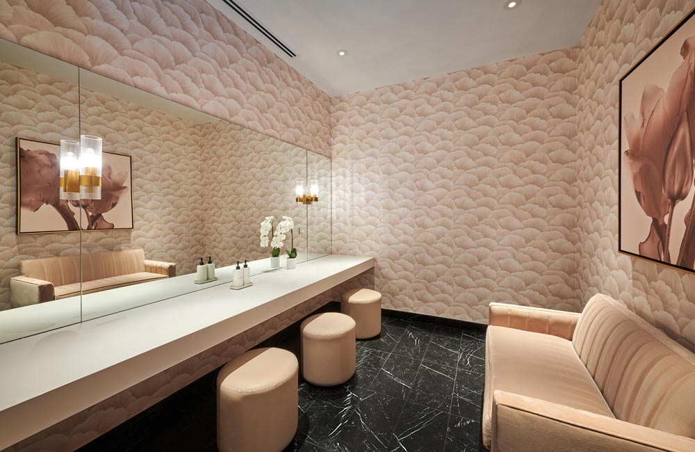 Ateres Ayala Skokie Bridal Dressing Room Design-Build Pink