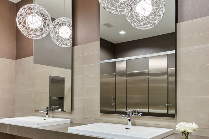 Corporate bathroom design villa workplace lincolnwood