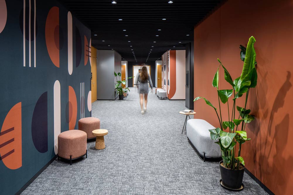 Gather Conference Center Bell Works Hallway Workplace design-build